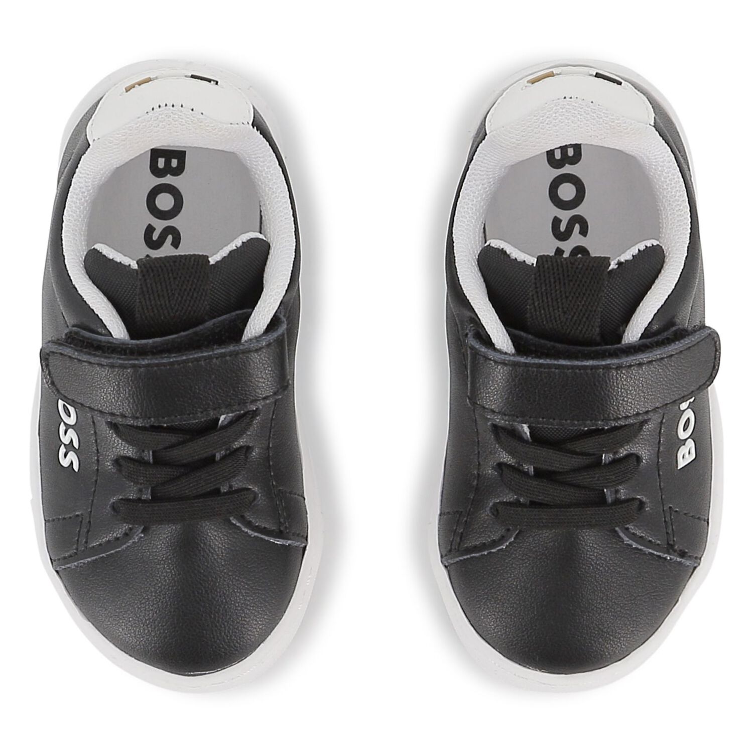Boys Black & White Logo Trainers, 1, hi-res