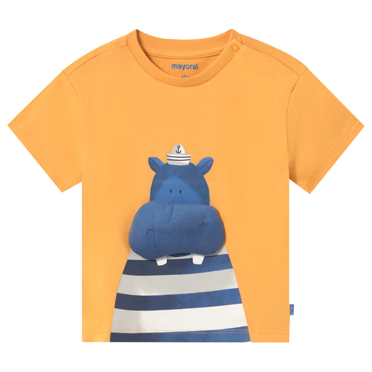 Younger Boys Orange Hippo T-Shirt, 3, hi-res