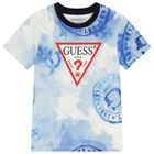 Boys White, Blue & Navy Blue Logo Shorts Set, 1, hi-res