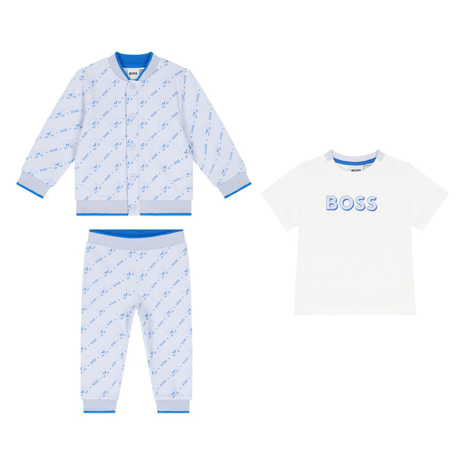 Baby Boys Blue & White Logo Tracksuit Set, 1, hi-res image number null
