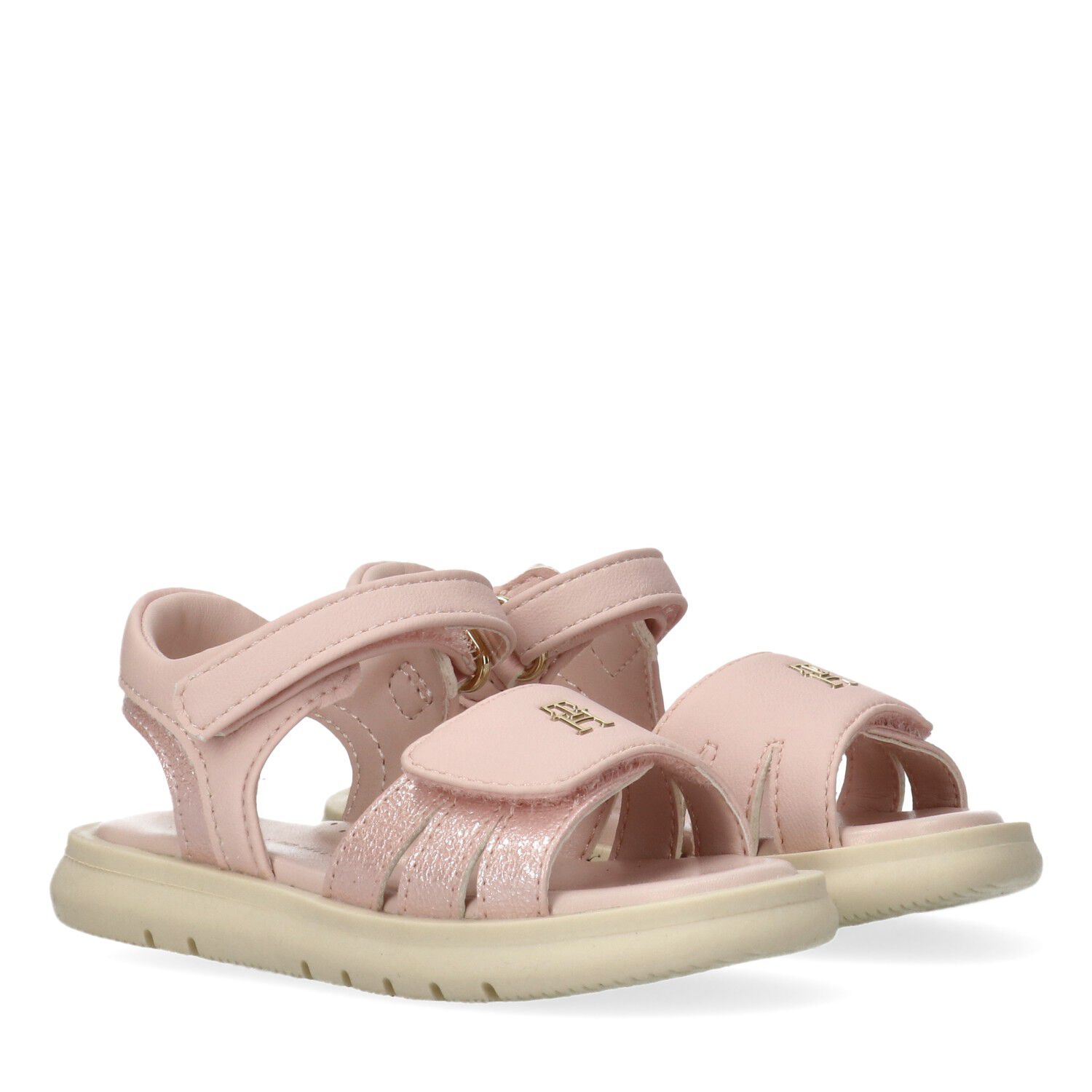 Girls Pink Logo Sandals, 1, hi-res
