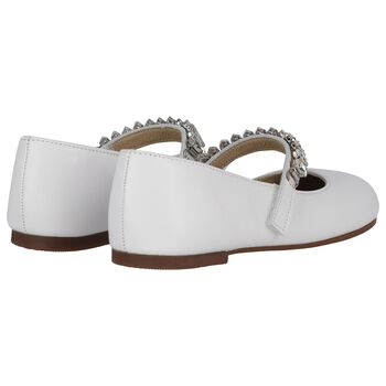 Girls White Embellished Ballerina Shoes
