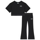 Girls Black Logo Leggings Set, 2, hi-res