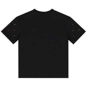 Girls Black Logo Embellished T-Shirt