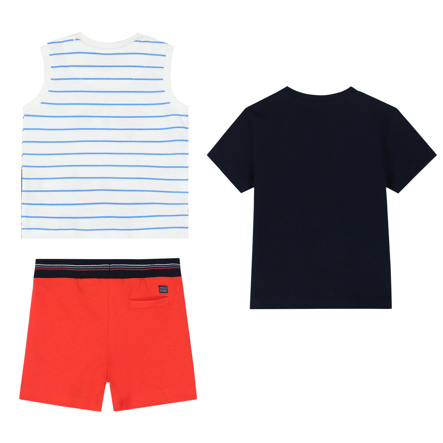 Younger Boys White, Navy & Red Shorts Set, 1, hi-res image number null