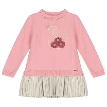 Younger Girls Pink & Beige Dress