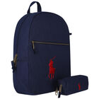 Navy Blue Logo Backpack, 1, hi-res