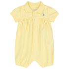 Baby Girls Yellow Logo Romper, 1, hi-res