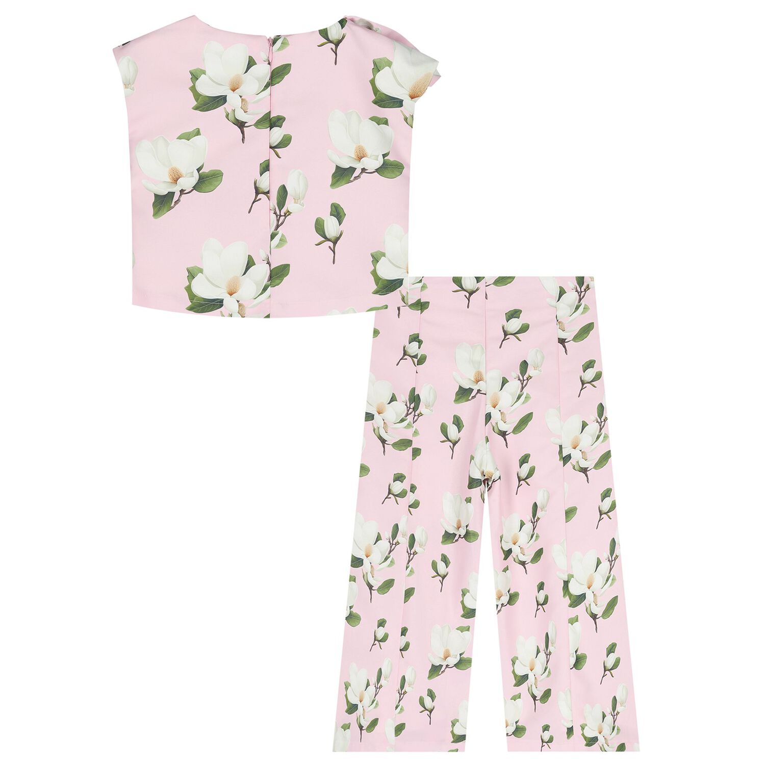 Girls Pink Floral Trousers Set, 1, hi-res