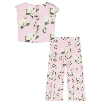 Girls Pink Floral Trousers Set