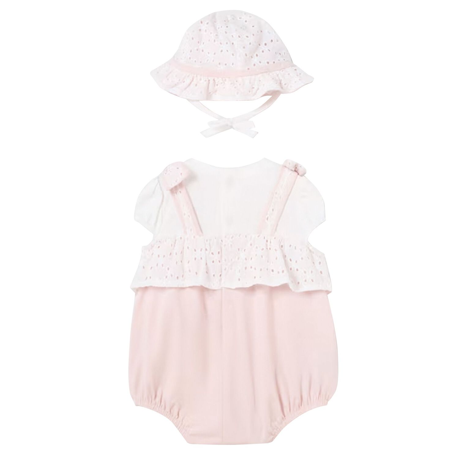 Baby Girls White & Pink Romper & Hat Set, 1, hi-res image number null