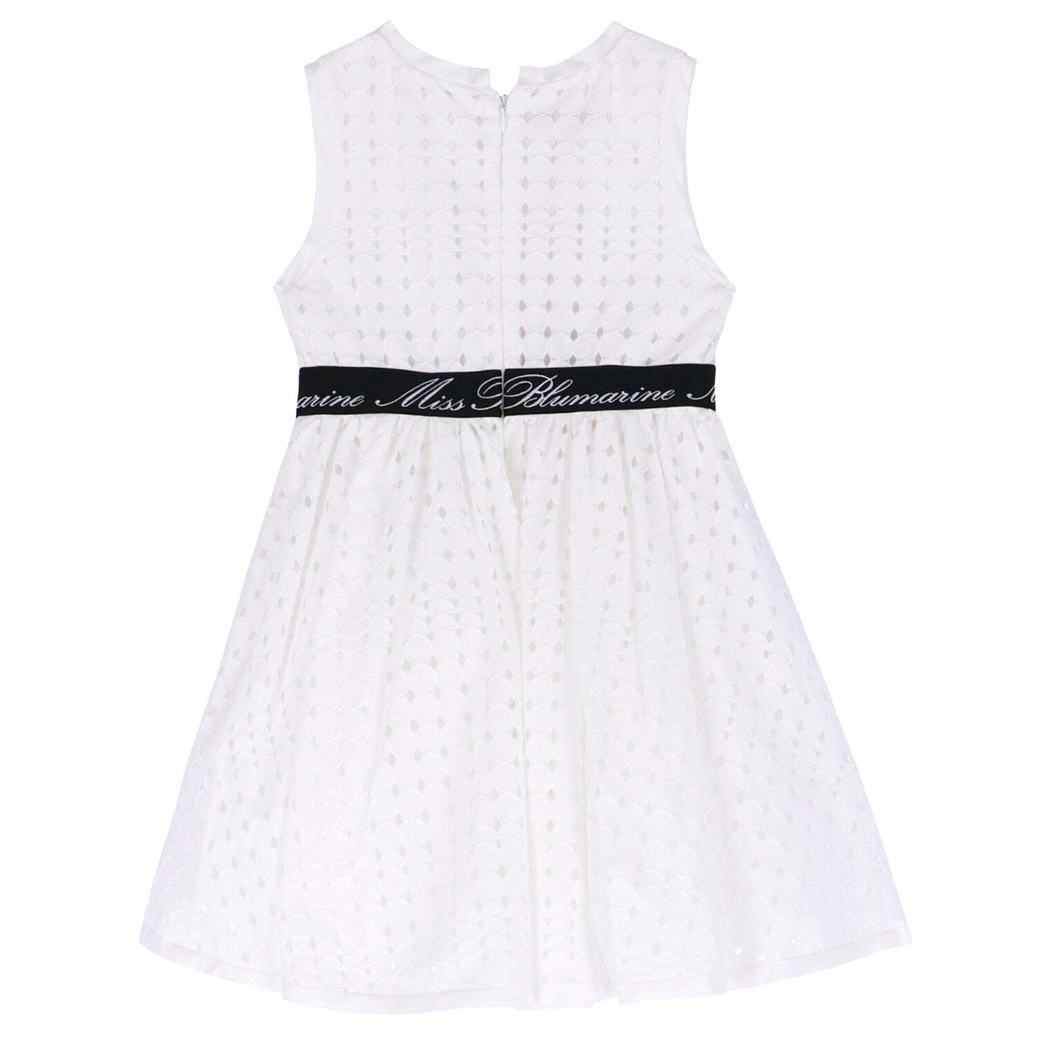 Girls White Sleeveless Dress, 2, hi-res image number null