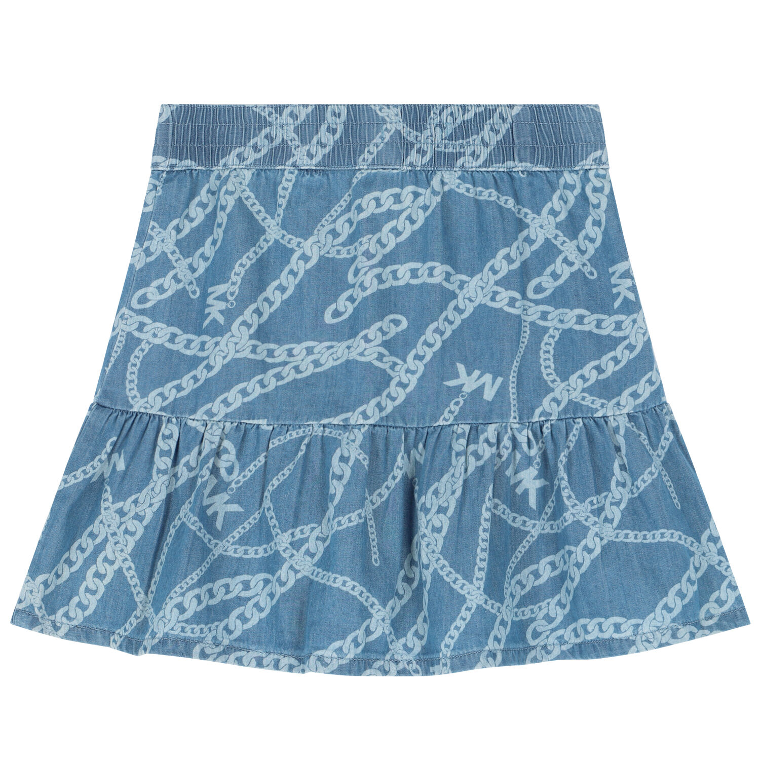 Girls Blue Chambray Logo Skirt, 1, hi-res image number null