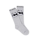 Girls Grey & White Choupette & Logo Socks ( 2 Pack ), 1, hi-res