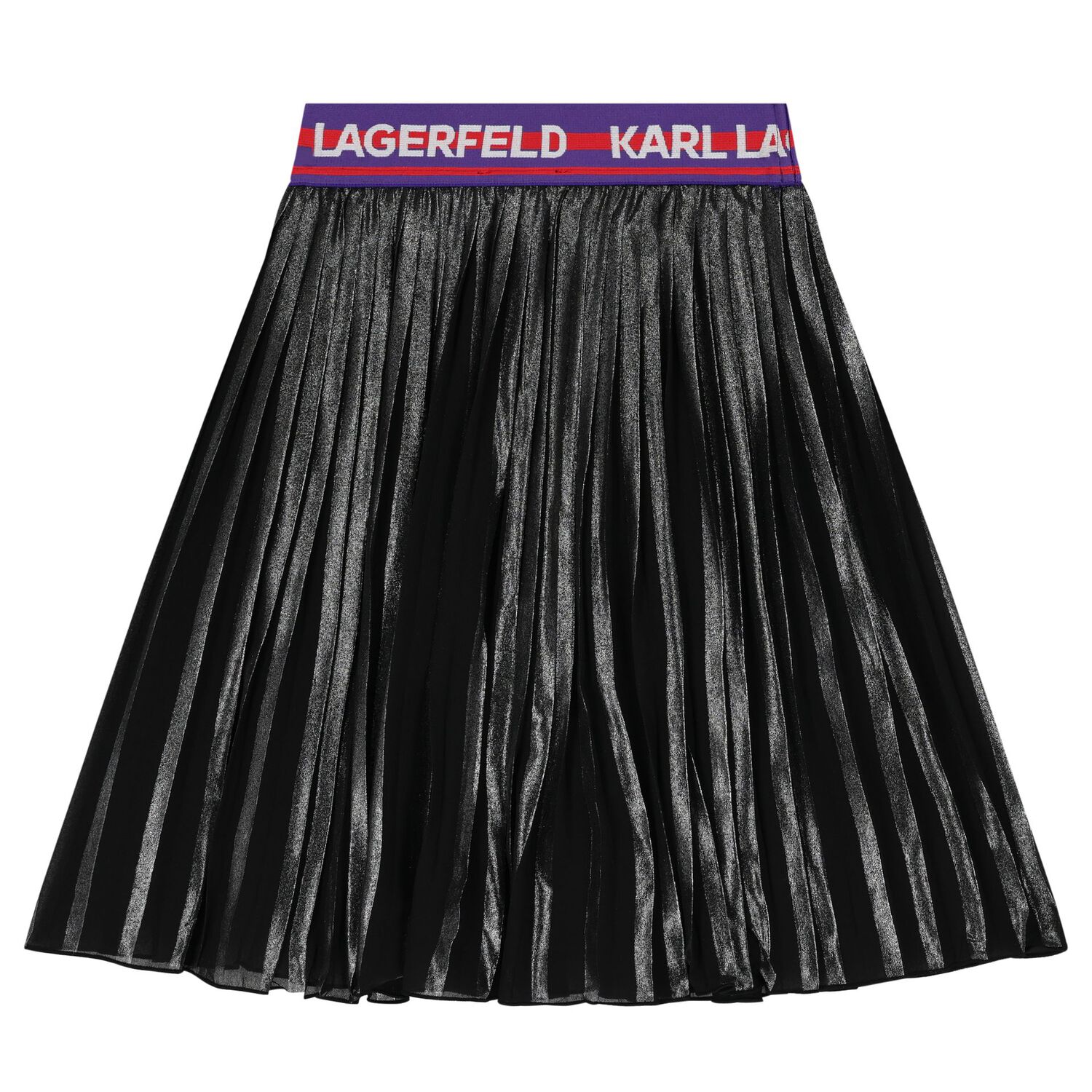 Girls Black Logo Pleated Skirt, 1, hi-res image number null