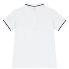 Boys White Cotton Logo Polo Shirt, 1, hi-res