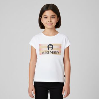 Girls White Logo T-Shirt
