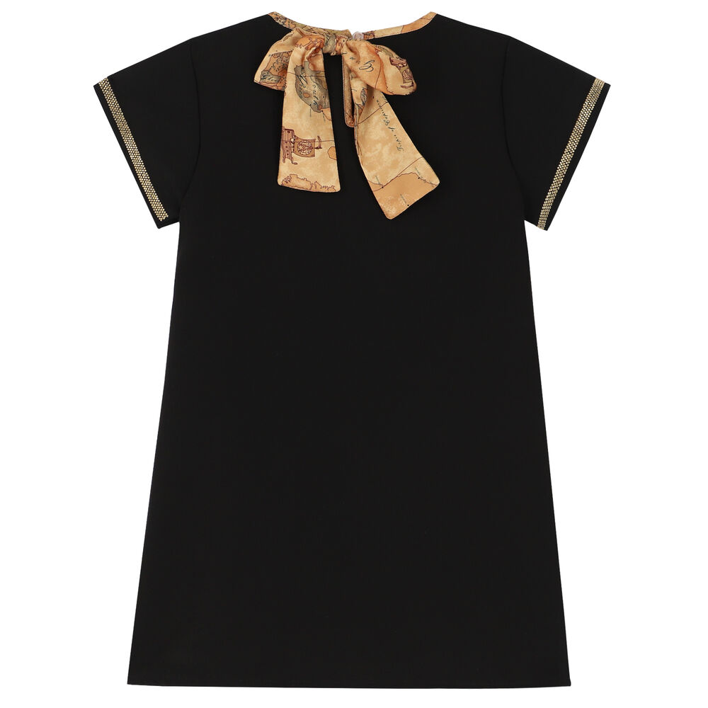Alviero Martini Girls Black & Gold Logo Dress Junior Couture UAE