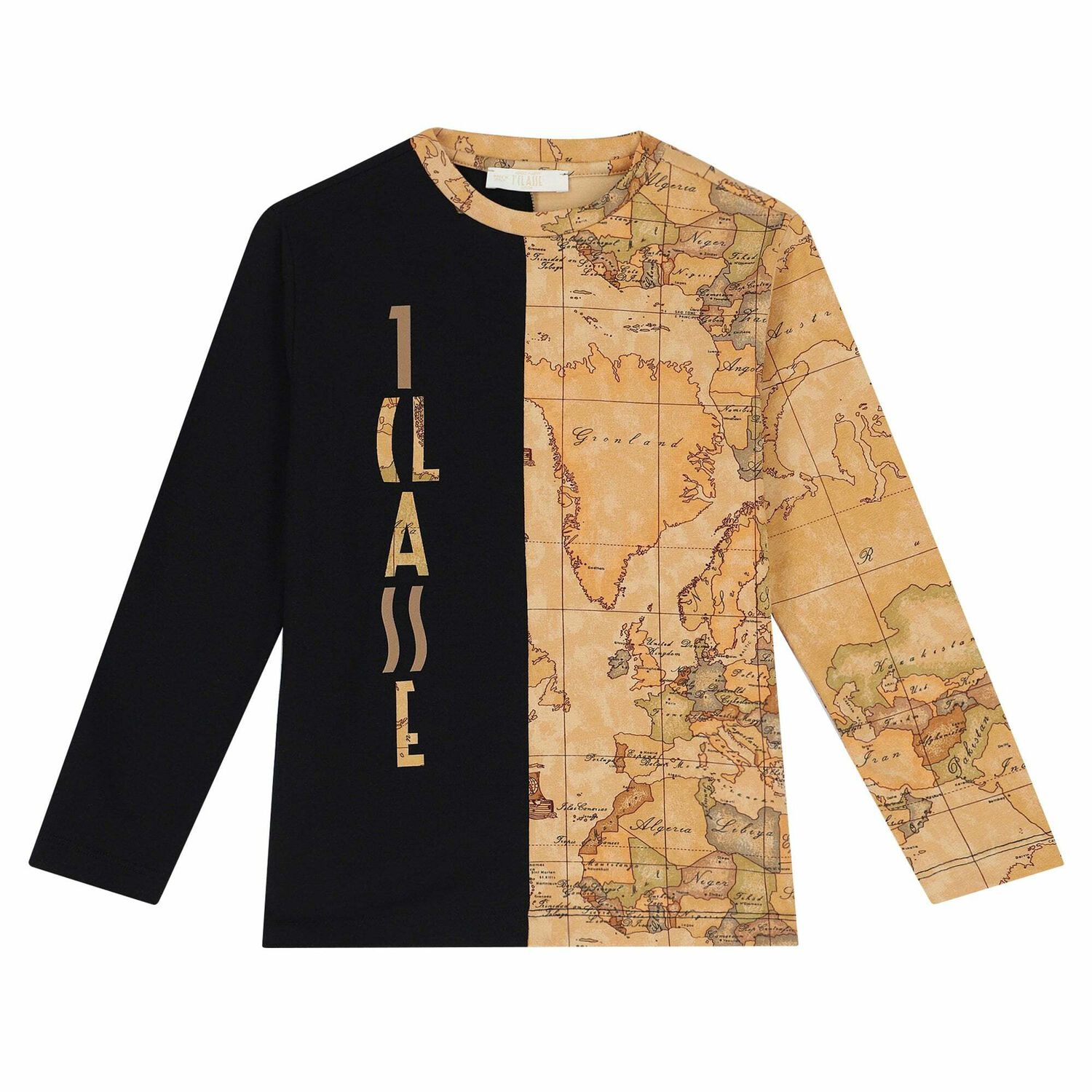 Boys Black & Beige Geo Map Print Top, 1, hi-res image number null
