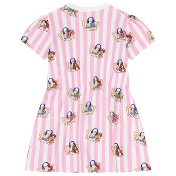 Girls White & Pink Striped Dress