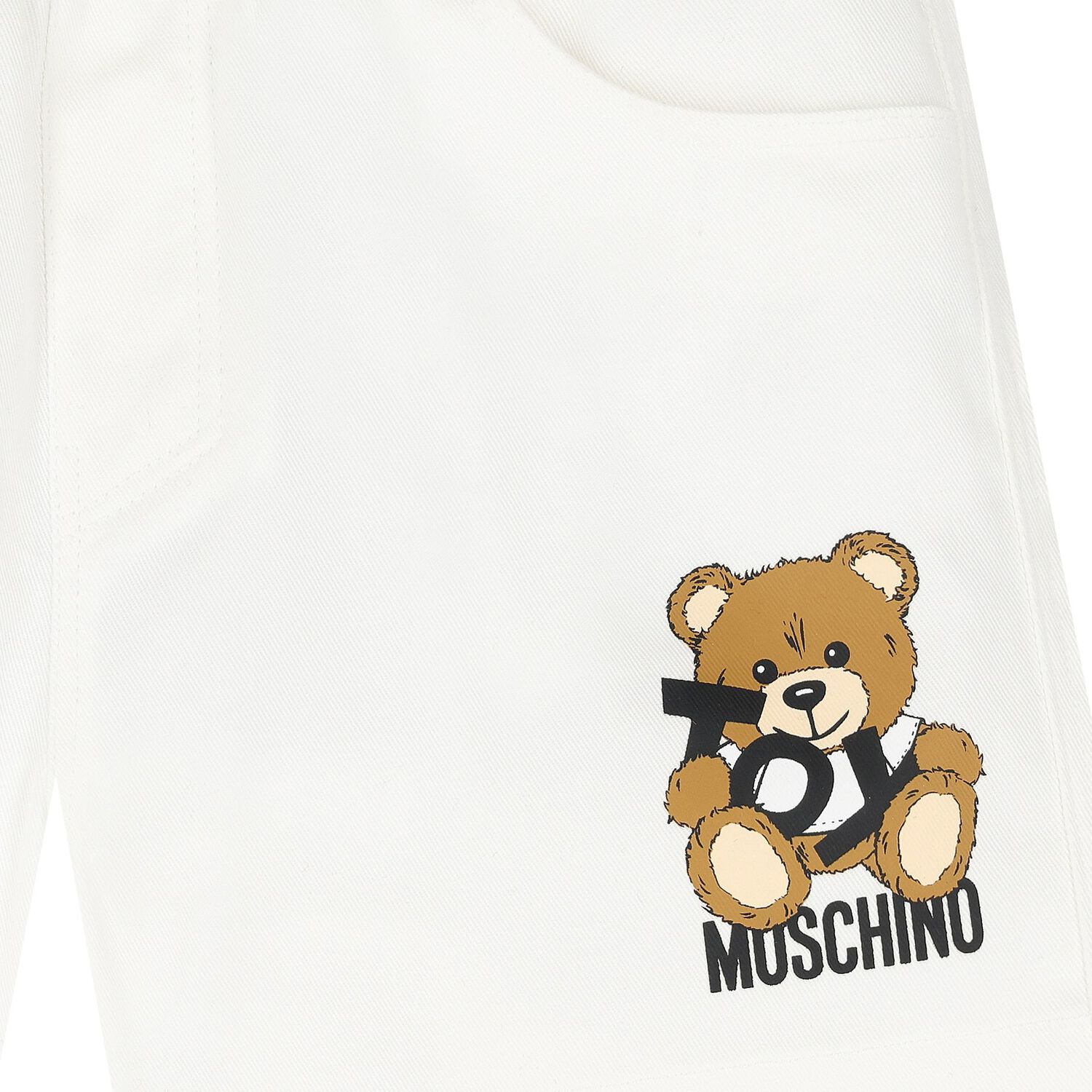 Younger Boys White Teddy Bear Logo Shorts, 1, hi-res image number null