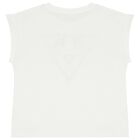 Girls White Sequin Logo T-Shirt , 1, hi-res