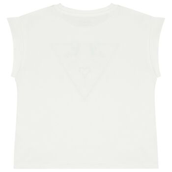 Girls White Sequin Logo T-Shirt 