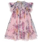 Girls Pink & Purple Floral Tulle Dress, 1, hi-res