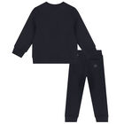 Baby Boys Navy Blue Logo Tracksuit, 1, hi-res