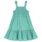 Girls Green Floral Smocked Dress Set, 1, hi-res