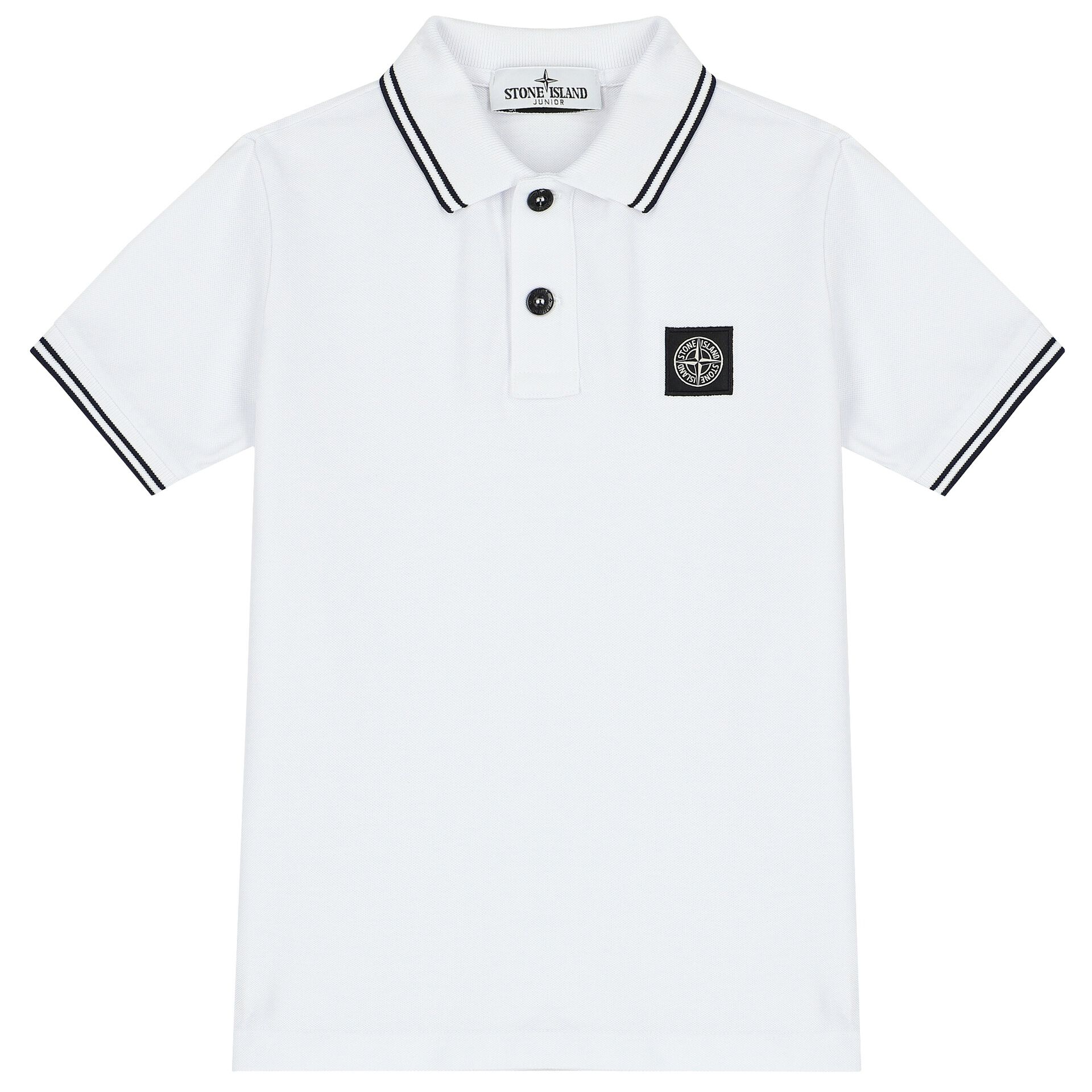 Stone Island Boys White Logo Polo Shirt Junior Couture UAE