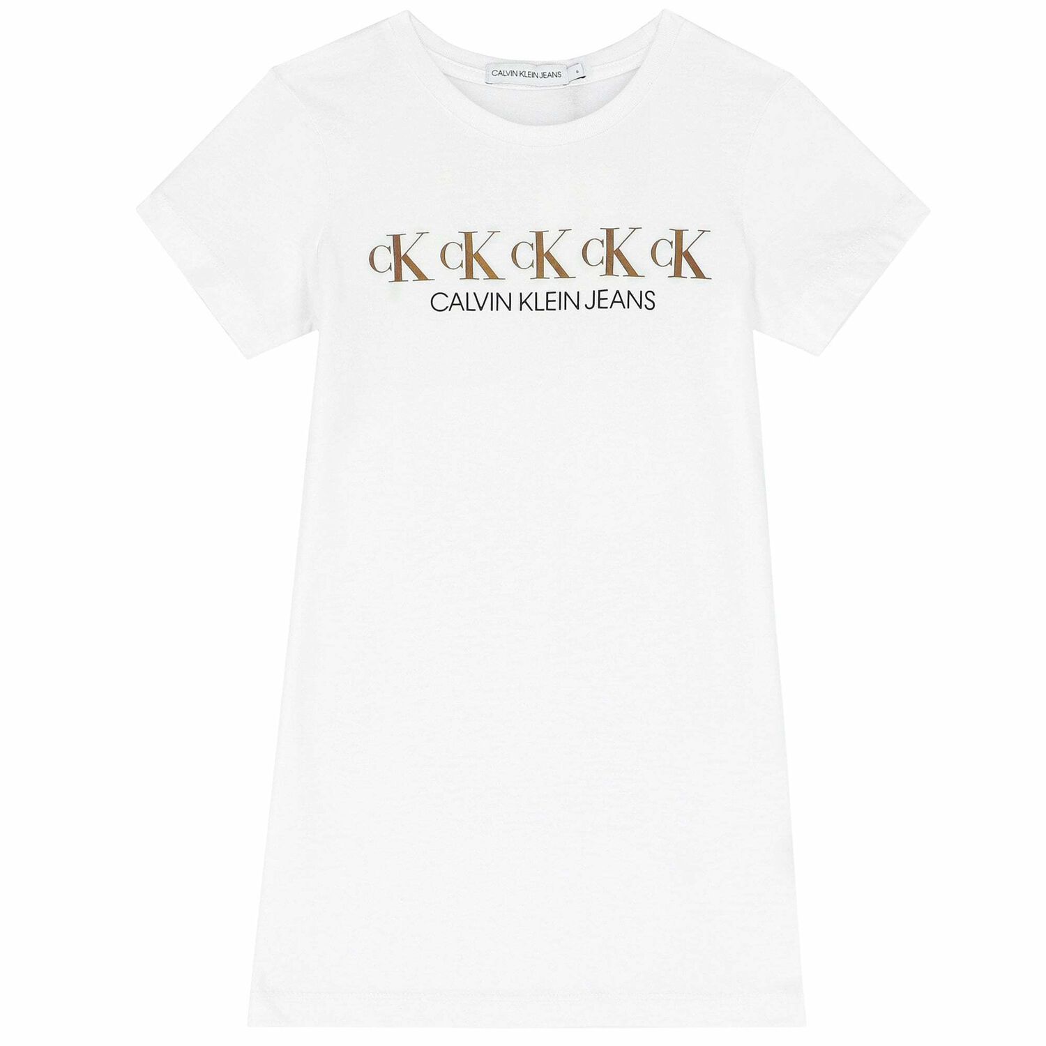 فستان بالشعار باللون الابيض والذهبى , 3, hi-res