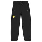 Boys Black Teddy Bear Joggers, 1, hi-res