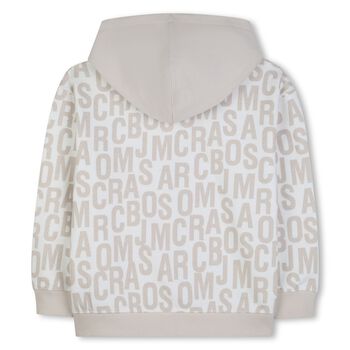 Boys White & Beige Logo T-Shirt