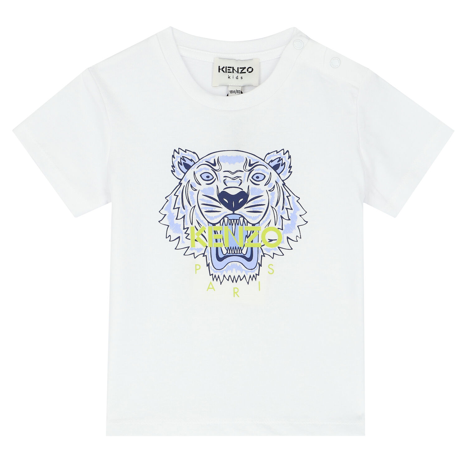 Younger Boys White Logo Tiger T-Shirt, 1, hi-res
