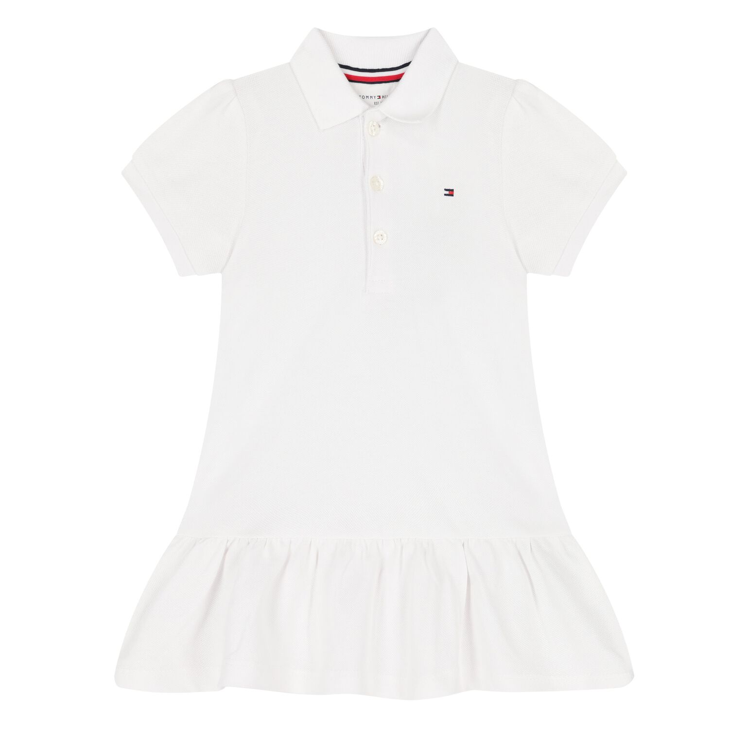 Younger Girls White Flag Embroidered Polo Dress, 2, hi-res image number null