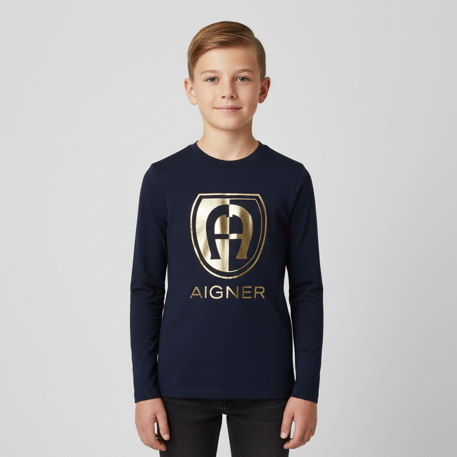 Boys Navy Blue Logo Top, 2, hi-res image number null