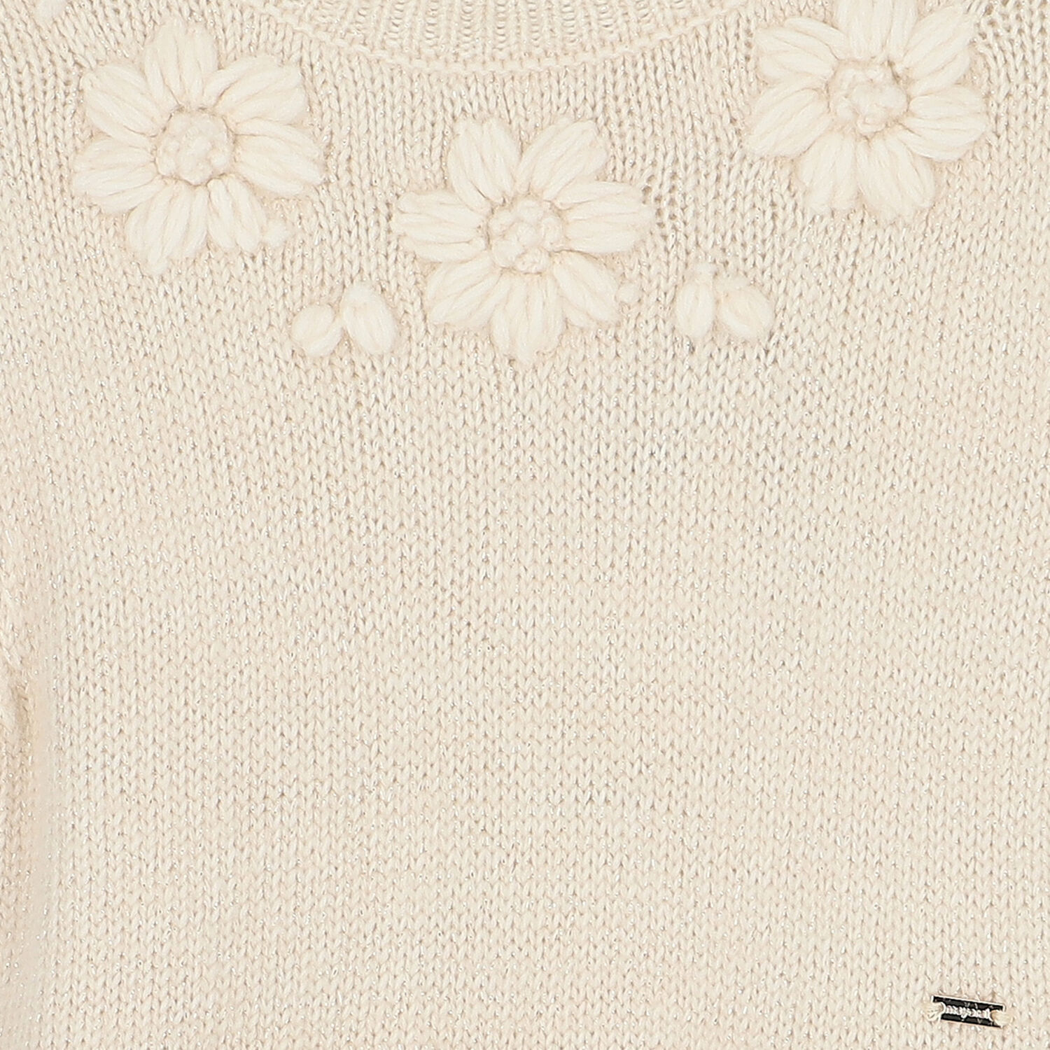 Girls Ivory Knitted Tulle Dress, 2, hi-res image number null