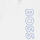 Boys White Logo Polo Shirt, 2, hi-res