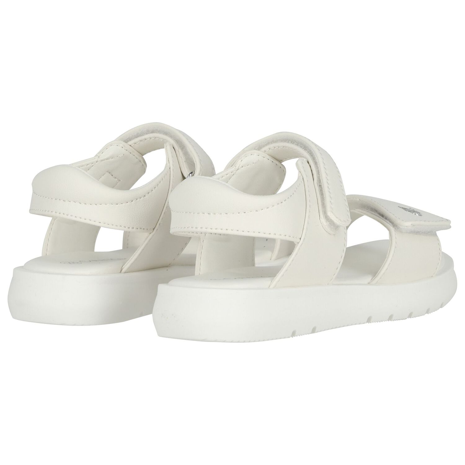Girls White Logo Sandals, 1, hi-res
