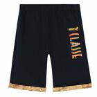 Boys Navy Blue Logo Shorts, 1, hi-res