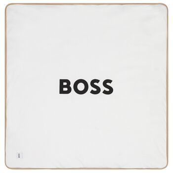 Beige & White Logo Padded Blanket