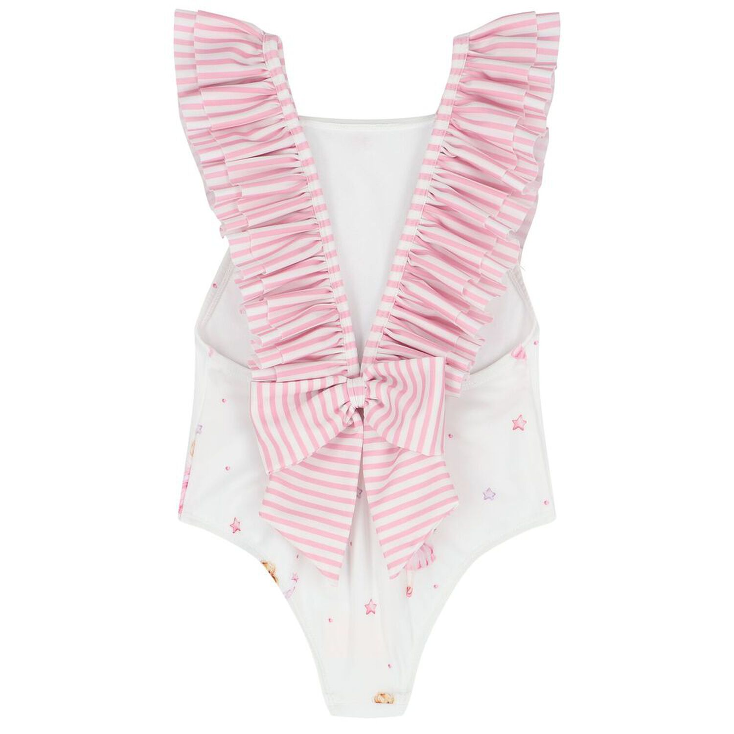 مايوه بنات بطبعة راقصة باليه باللون الأبيض والوردى , 1, hi-res image number null