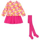 Girls White & Pink Flower Dress Set, 1, hi-res