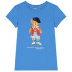 Girls Blue Polo Bear T-Shirt, 1, hi-res
