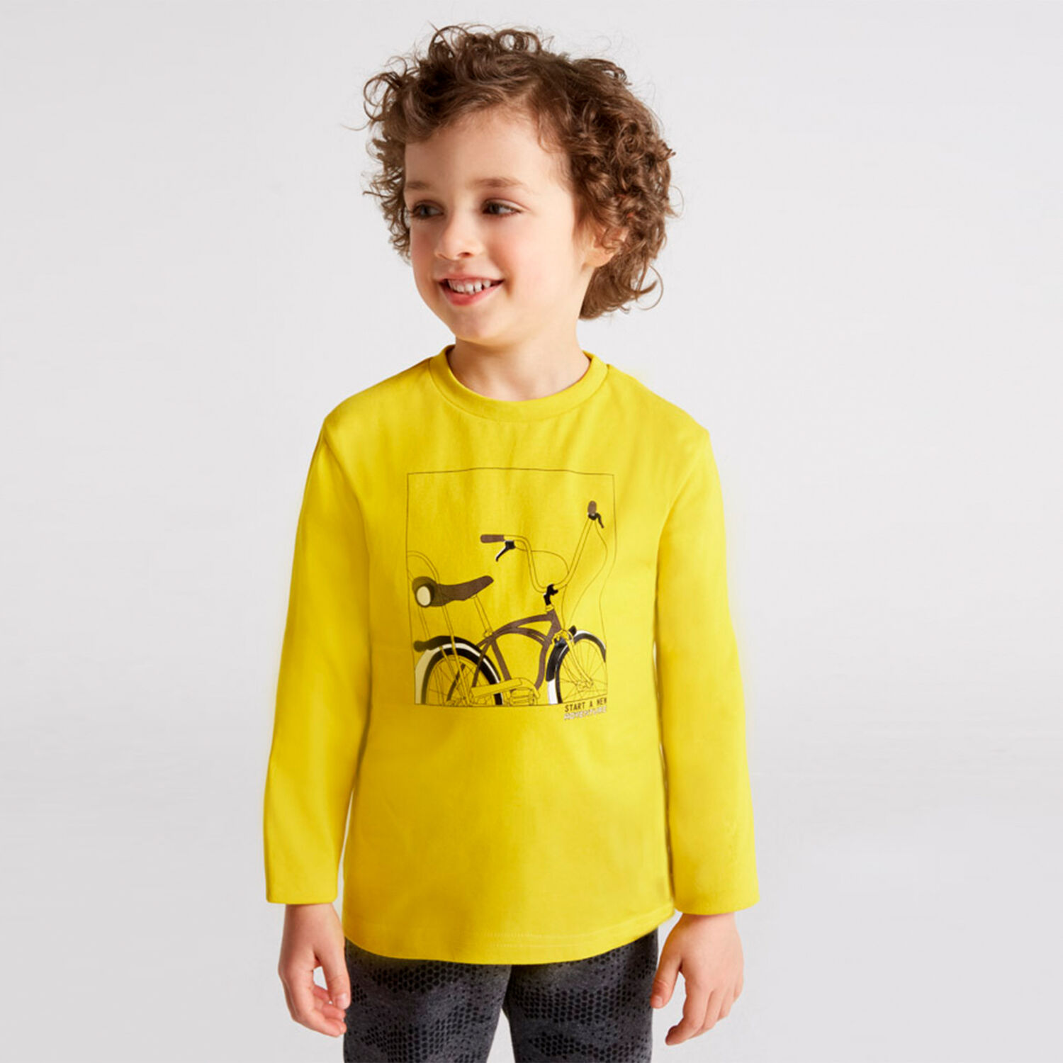 Boys Yellow Bicycle Long Sleeve Top, 1, hi-res image number null