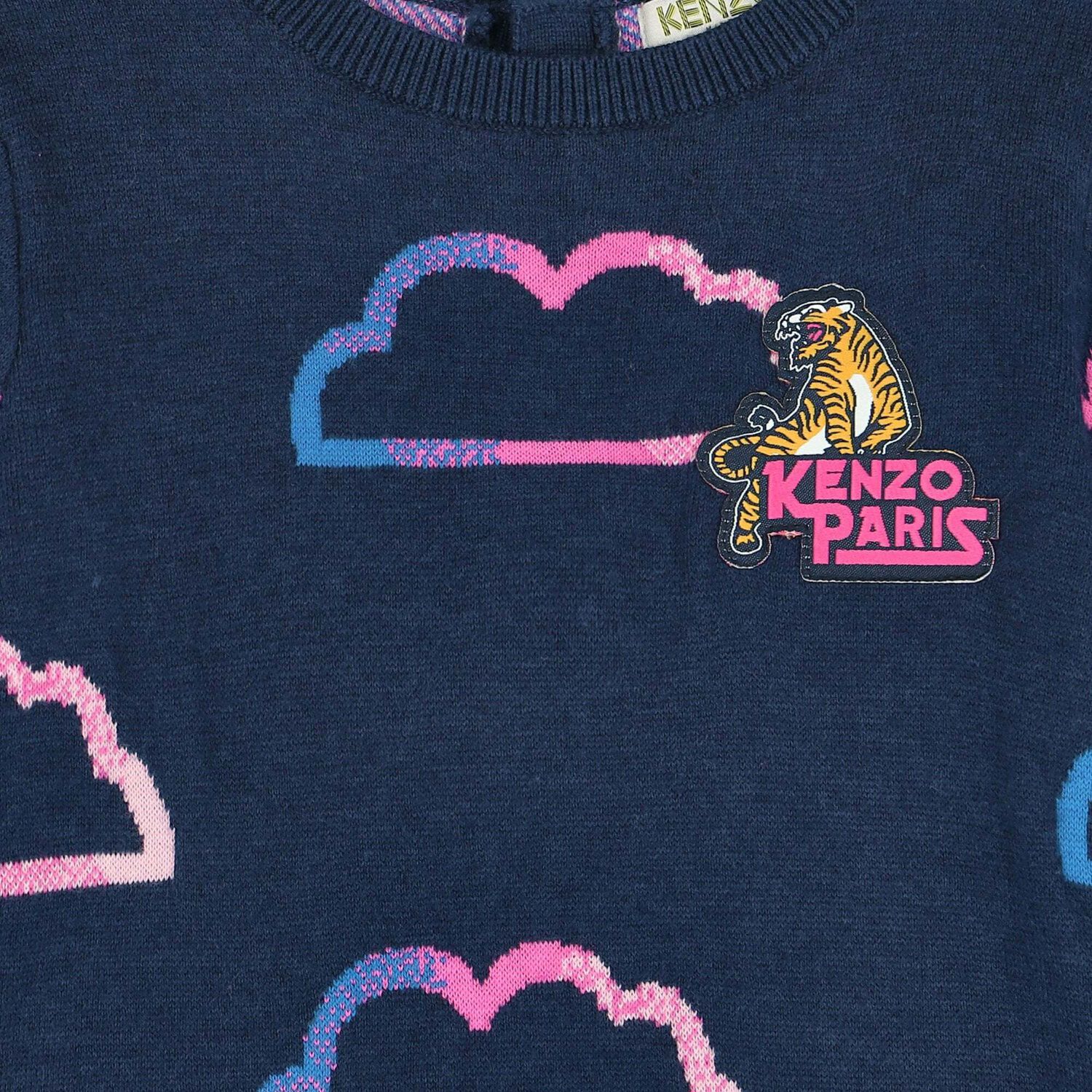 Younger Girls Navy Knitted Dress, 1, hi-res image number null