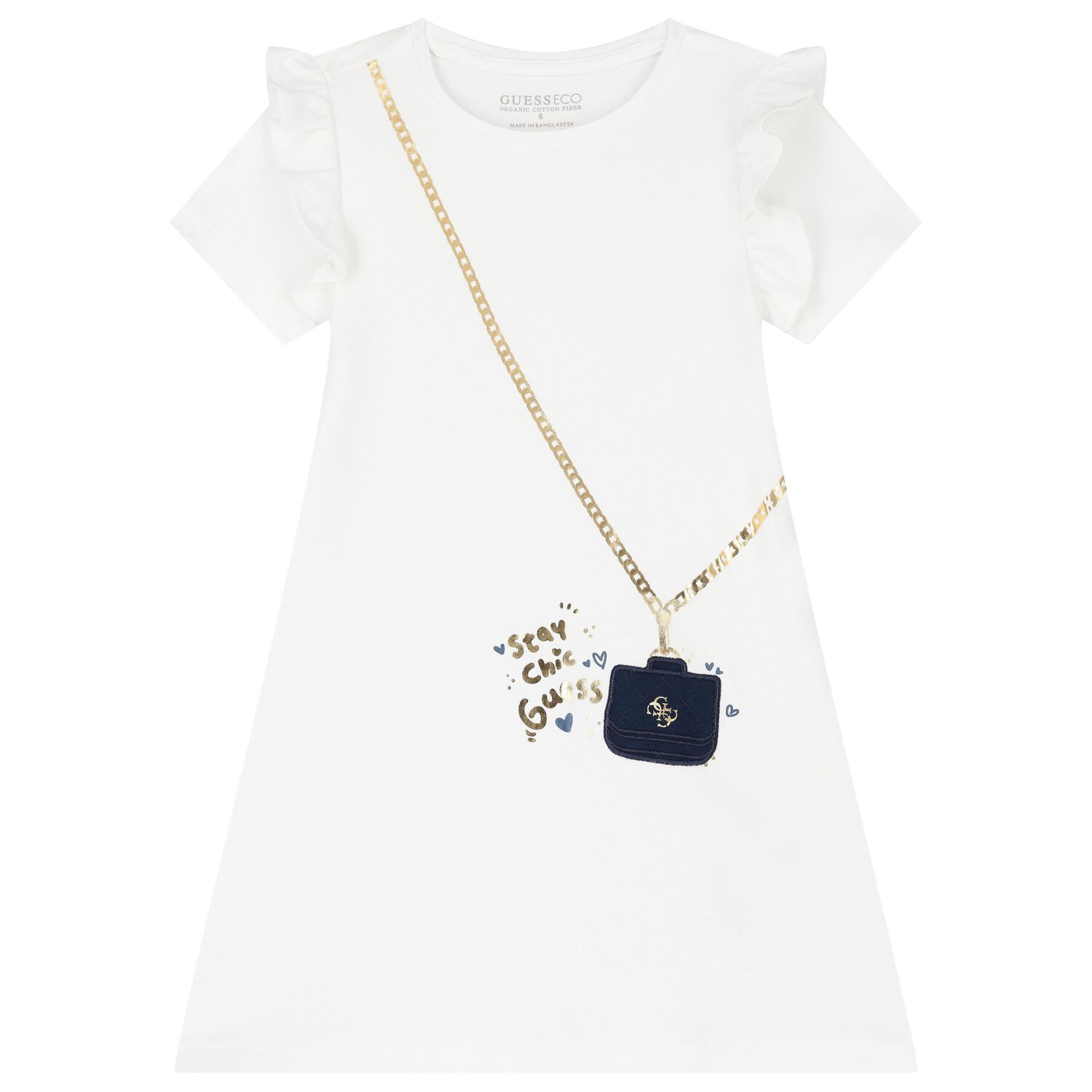 Girls White Logo Bag Dress, 1, hi-res image number null