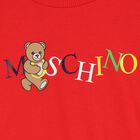 Girls Red Teddy Bear Logo Sweatshirt, 1, hi-res
