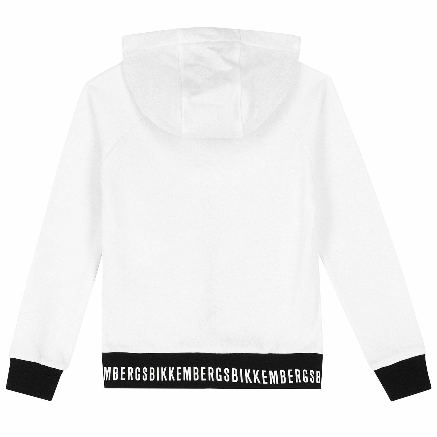 Boys White Hooded Jacket with Zip, 1, hi-res